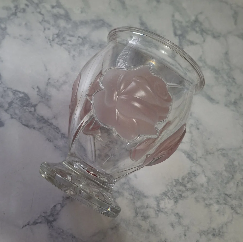 Elegant Glass Vase with Pink Floral Design